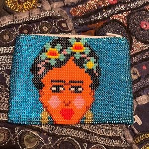 Hand Beaded Frida Kahlo Pouch